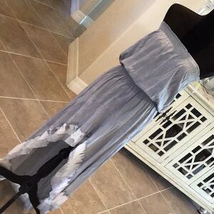 Paradise USA hi/lo gray/white strapless dress, size large